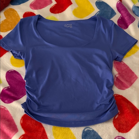 aerie Tops - Aerie Everyday Short Sleeve Scoop Neck Top - Blue NWOT